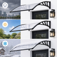 Black Modern Door Canopy Awning UV Protected Polycarbonate Roof