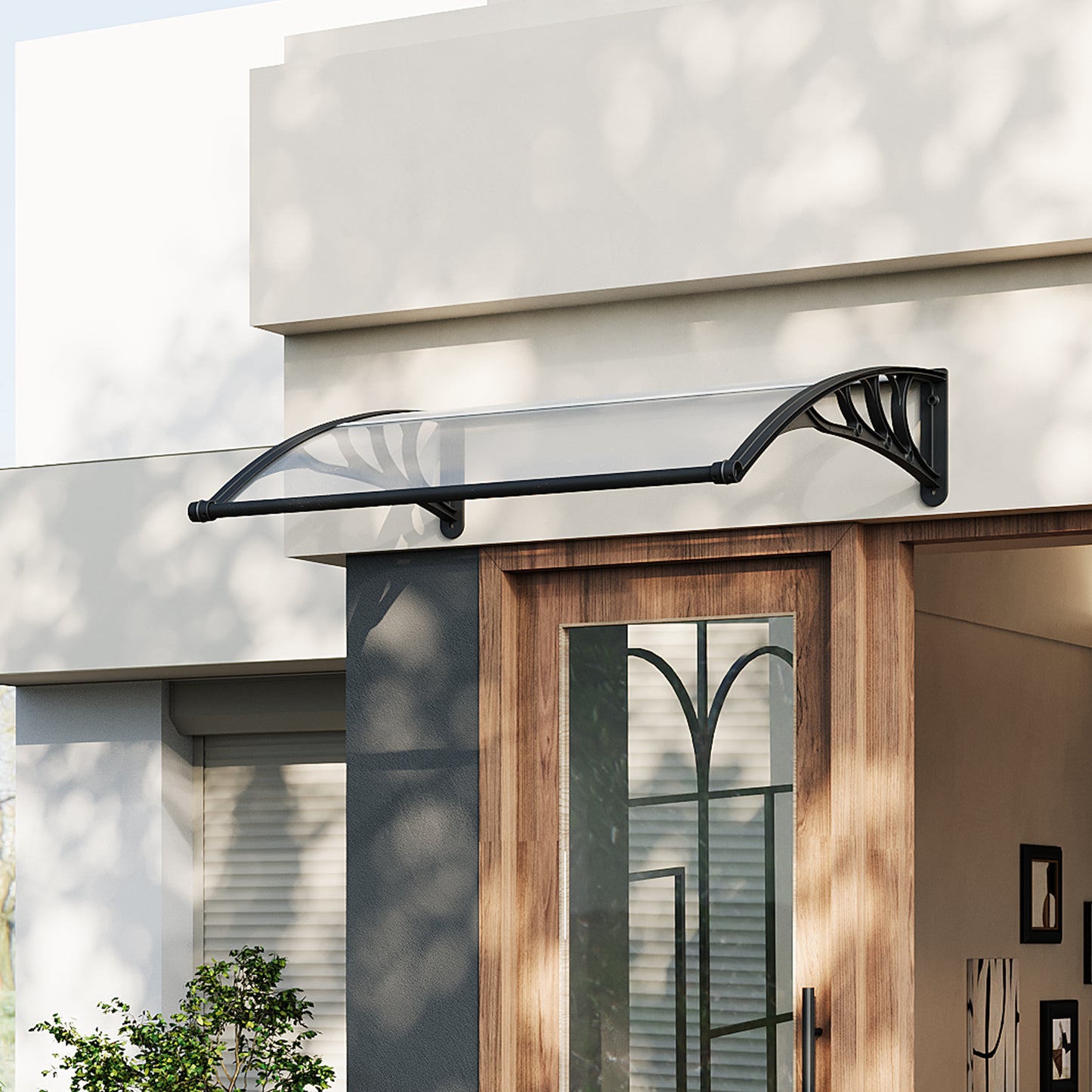 Black Modern Door Canopy Awning UV Protected Polycarbonate Roof