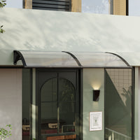 Black Modern Door Canopy Awning UV Protected Polycarbonate Roof