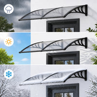 Black Modern Door Canopy Awning UV Protected Polycarbonate Roof