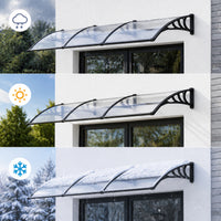 Black Modern Door Canopy Awning UV Protected Polycarbonate Roof