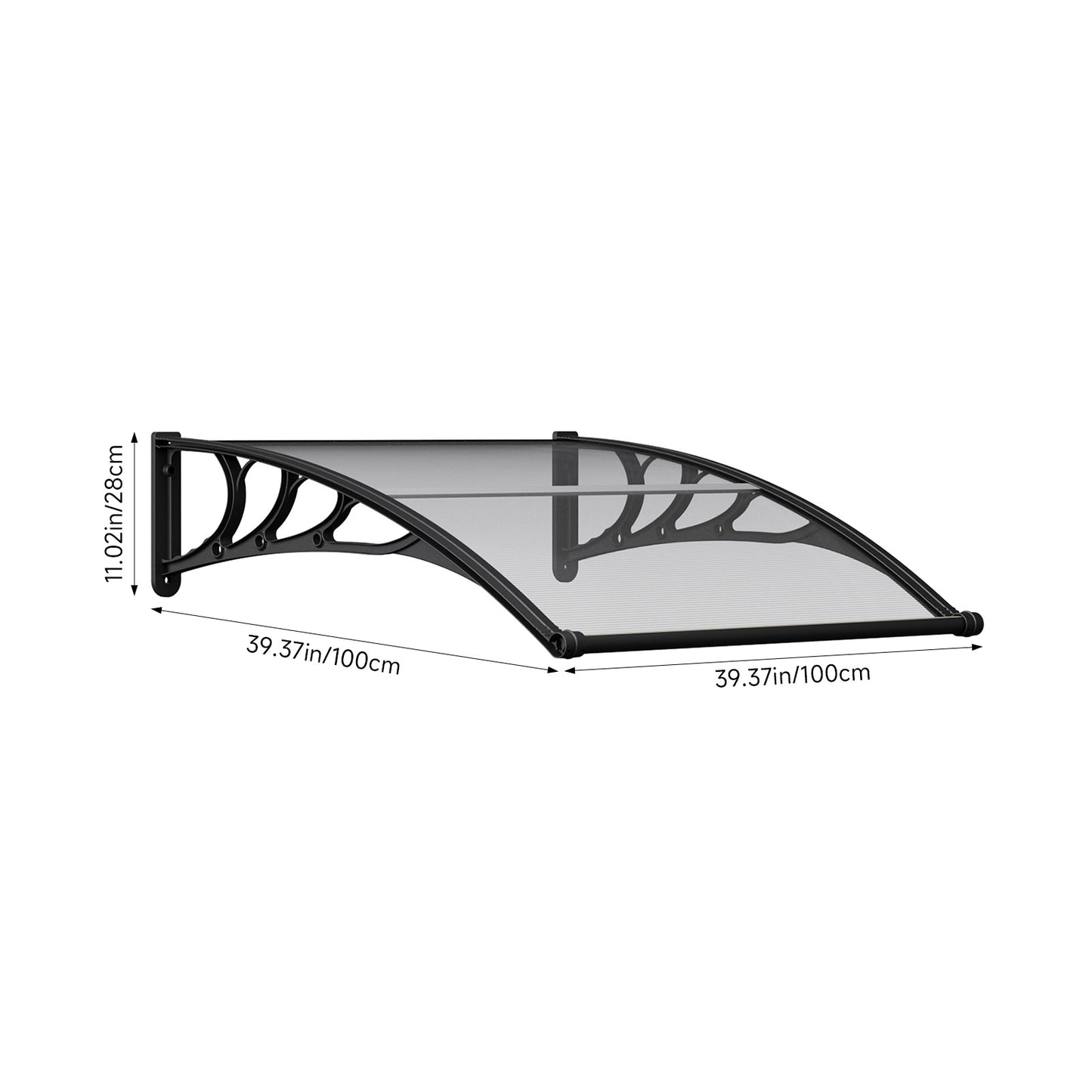 Black Modern Door Window Awning UV Protection Polycarbonate Canopy