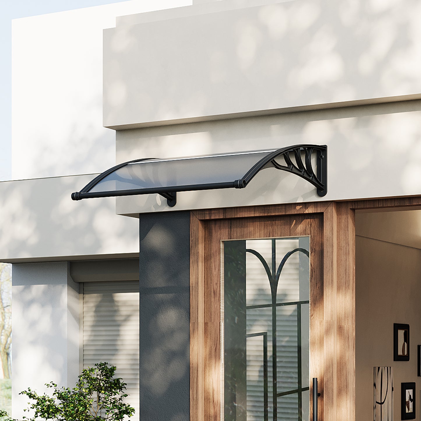 Black Modern Door Window Awning UV Protection Polycarbonate Canopy