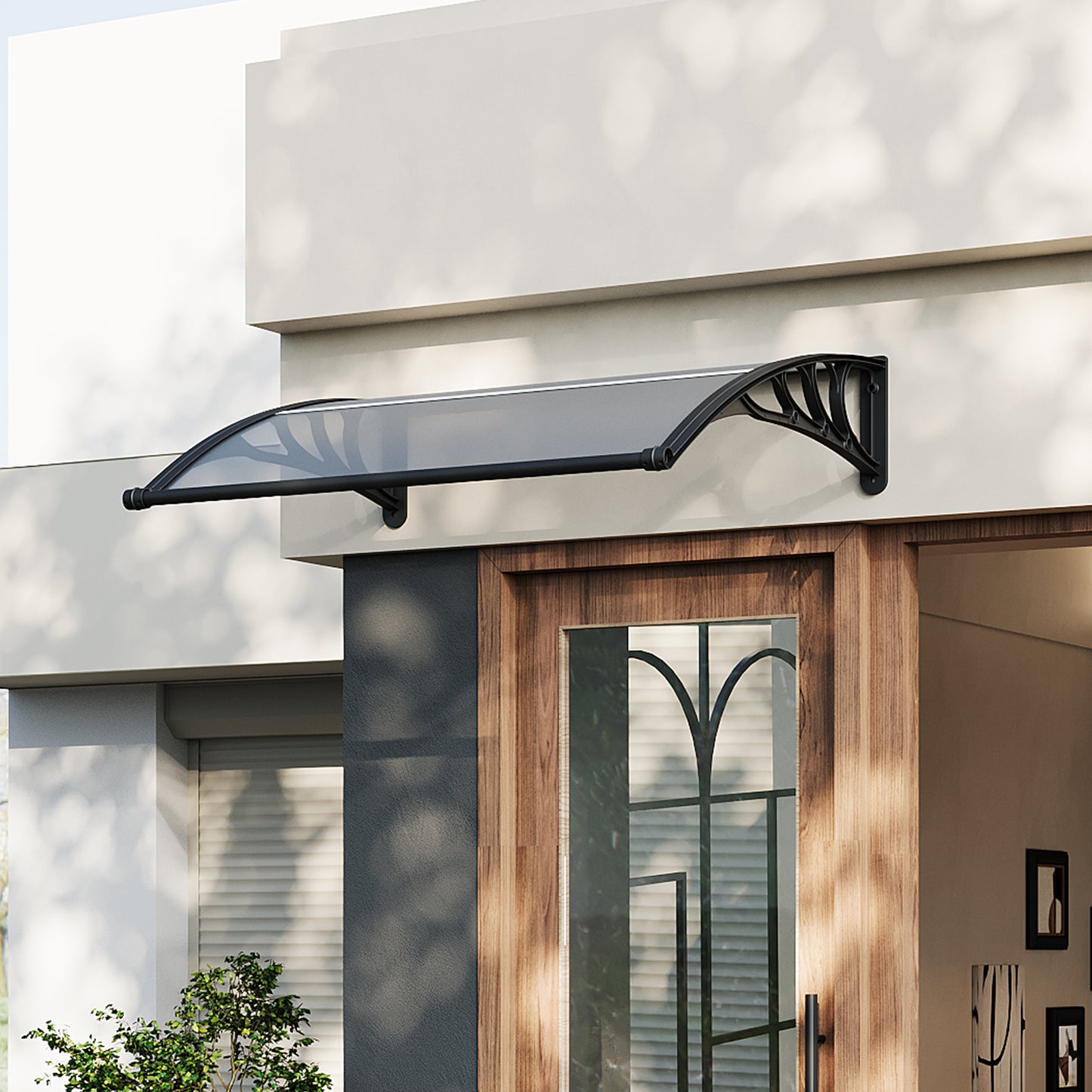 Black Modern Door Window Awning UV Protection Polycarbonate Canopy