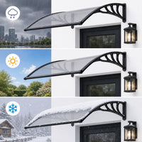 Black Modern Door Window Awning UV Protection Polycarbonate Canopy