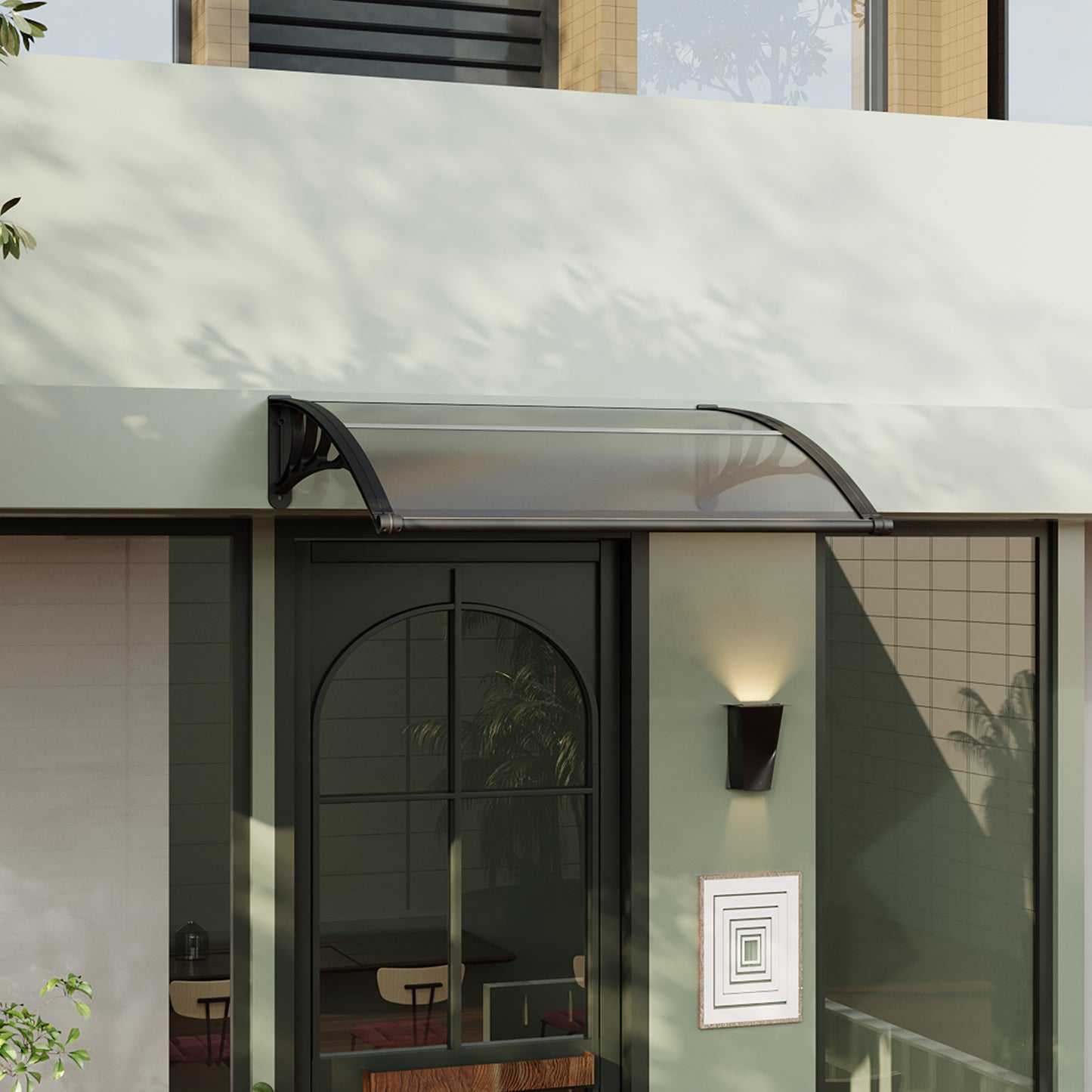 Black Modern Door Window Awning UV Protection Polycarbonate Canopy