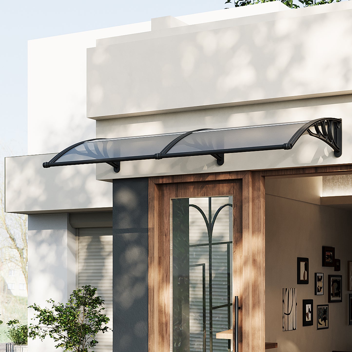 Black Modern Door Window Awning UV Protection Polycarbonate Canopy
