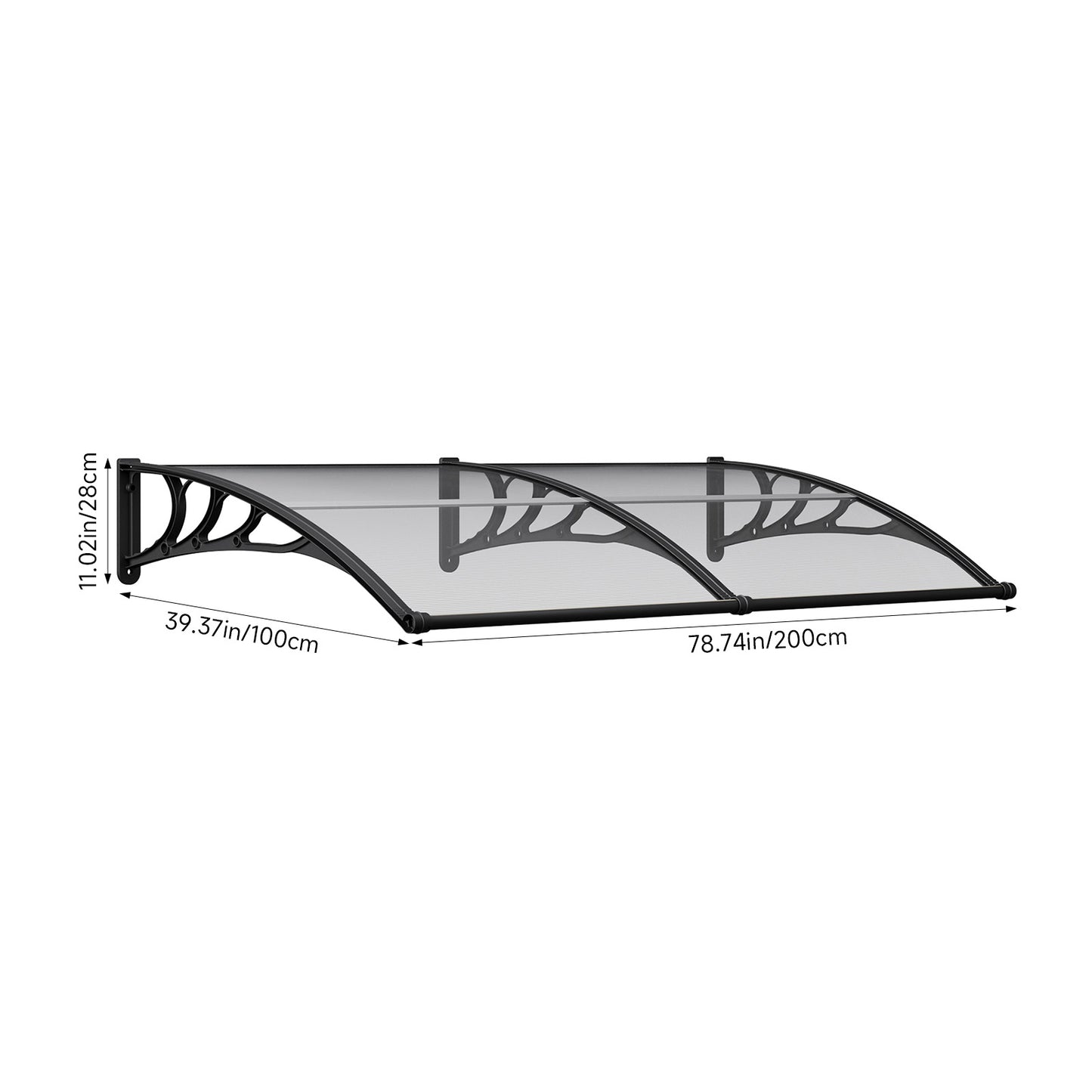 Black Modern Door Window Awning UV Protection Polycarbonate Canopy