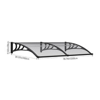 Black Modern Door Window Awning UV Protection Polycarbonate Canopy