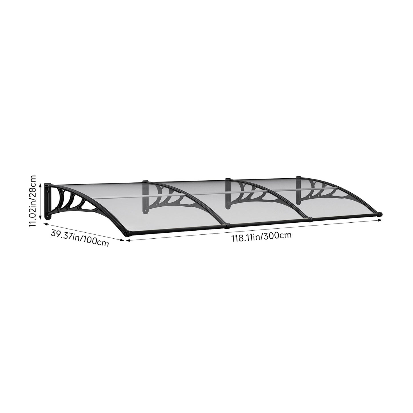 Black Modern Door Window Awning UV Protection Polycarbonate Canopy