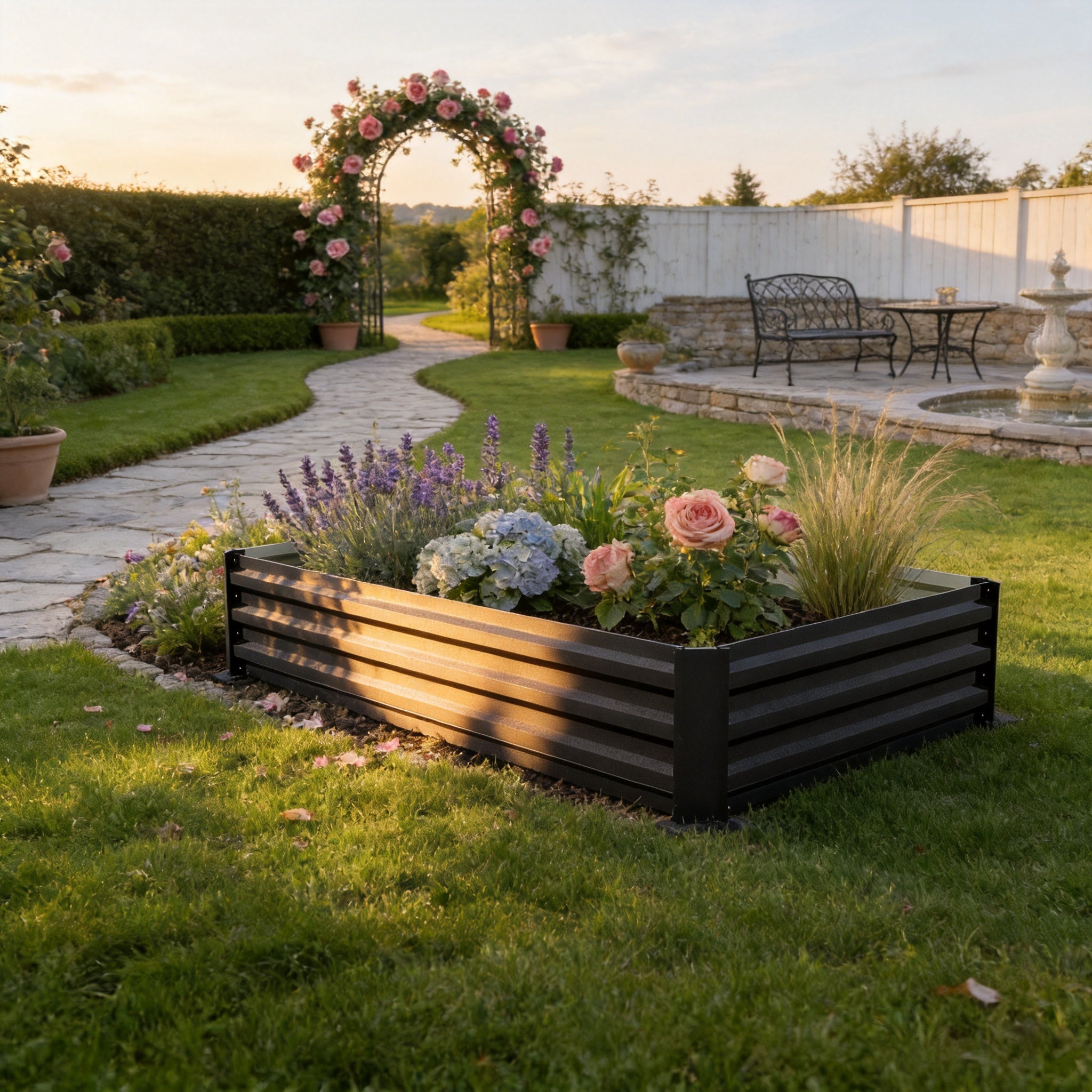 3.9x3ft Galvanised Steel Raised Garden Bed Outdoor Planter Box
