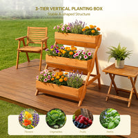 2.1x2.5ft 3 Tier Wooden Planter Box Fir Wood Garden Raised Bed