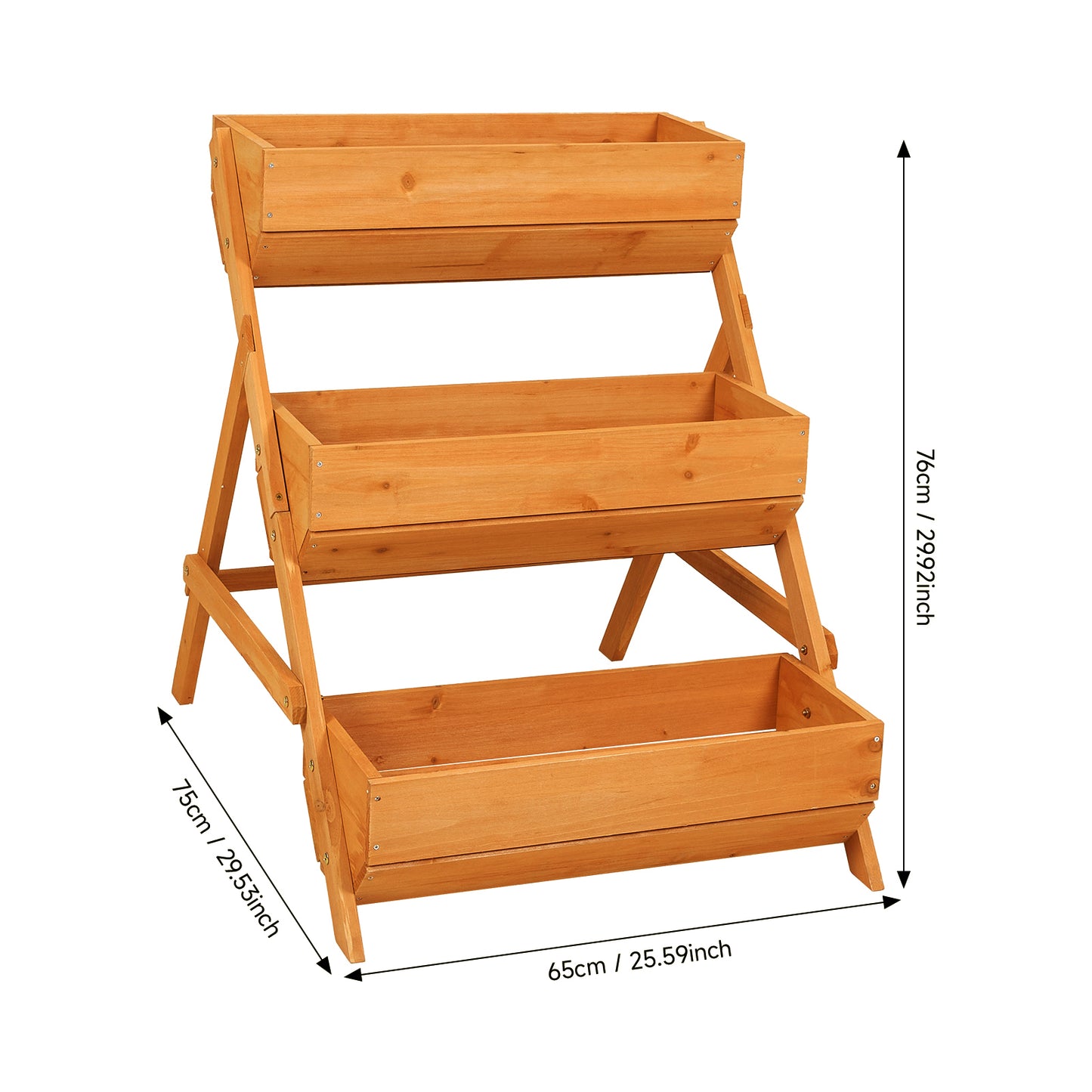 2.1x2.5ft 3 Tier Wooden Planter Box Fir Wood Garden Raised Bed
