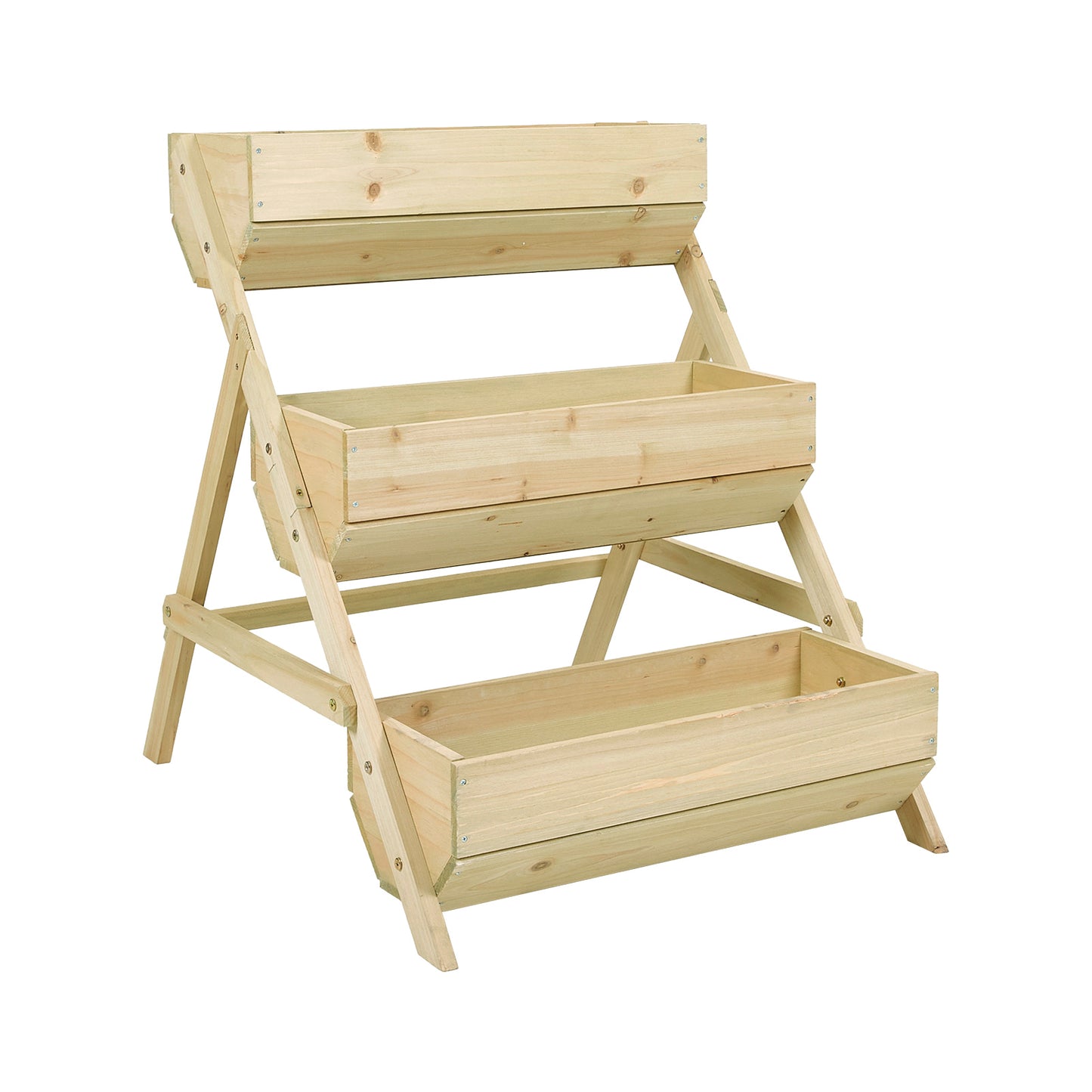 2.1x2.5ft 3 Tier Wooden Planter Box Fir Wood Garden Raised Bed
