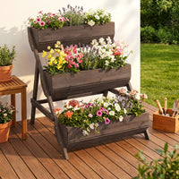 2.1x2.5ft 3 Tier Wooden Planter Box Fir Wood Garden Raised Bed