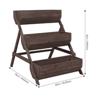 2.1x2.5ft 3 Tier Wooden Planter Box Fir Wood Garden Raised Bed