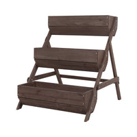 2.1x2.5ft 3 Tier Wooden Planter Box Fir Wood Garden Raised Bed