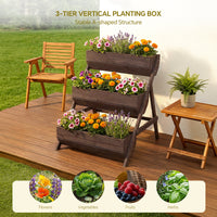 2.1x2.5ft 3 Tier Wooden Planter Box Fir Wood Garden Raised Bed