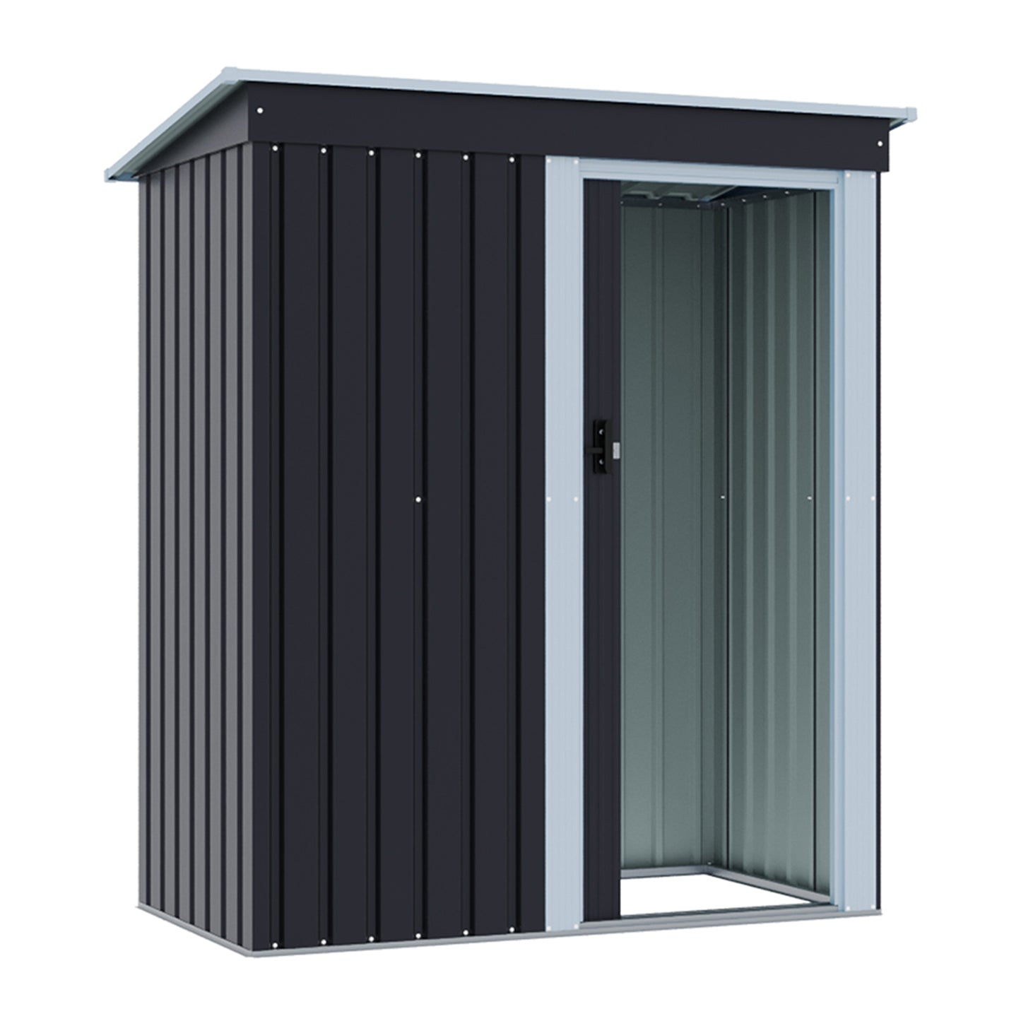 3x5FT Anthracite Metal Garden Shed With Lockable Sliding Door