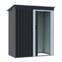 3x5FT Anthracite Metal Garden Shed With Lockable Sliding Door