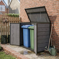 Wood Grain Finish Garden Tool/Bin Storage Shed