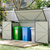 8x3ft Metal Wheelie Bin Storage Shed With Double Doors And Lockable Design