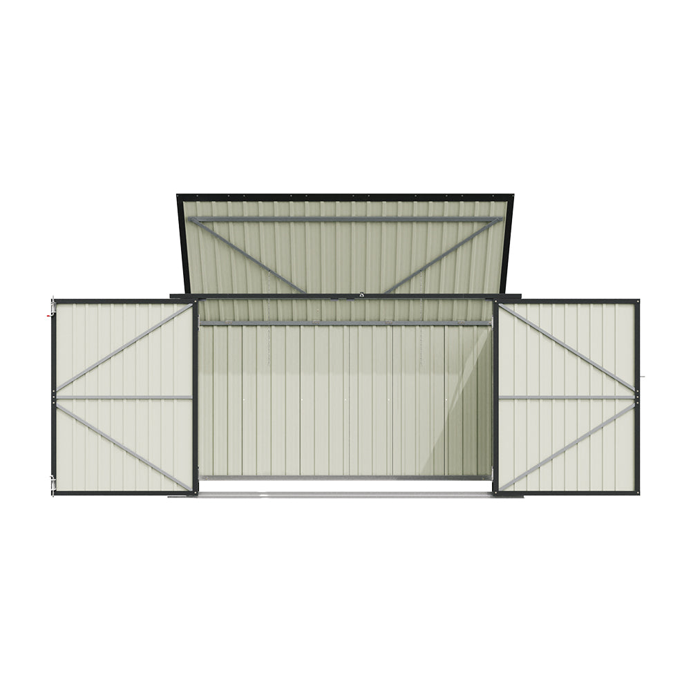 8x3ft Metal Wheelie Bin Storage Shed With Double Doors And Lockable Design