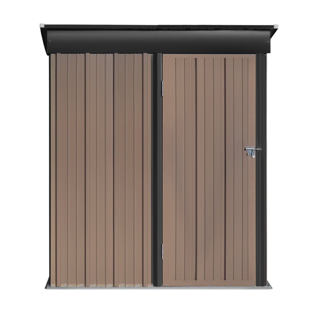 3x5ft Zinc Steel Metal Garden Storage Tool Shed Lockable Rustic Style