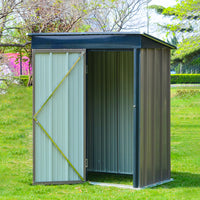 3x5ft Zinc Steel Metal Garden Storage Tool Shed Lockable Rustic Style