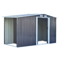 10x4ft Metal Lockable Garden Shed with Log Store Apex Roof
