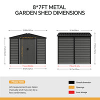 Large Metal Garden Storage Tool Shed with Wood Effect Sliding Door