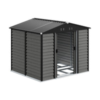 Large Metal Garden Storage Tool Shed with Wood Effect Sliding Door