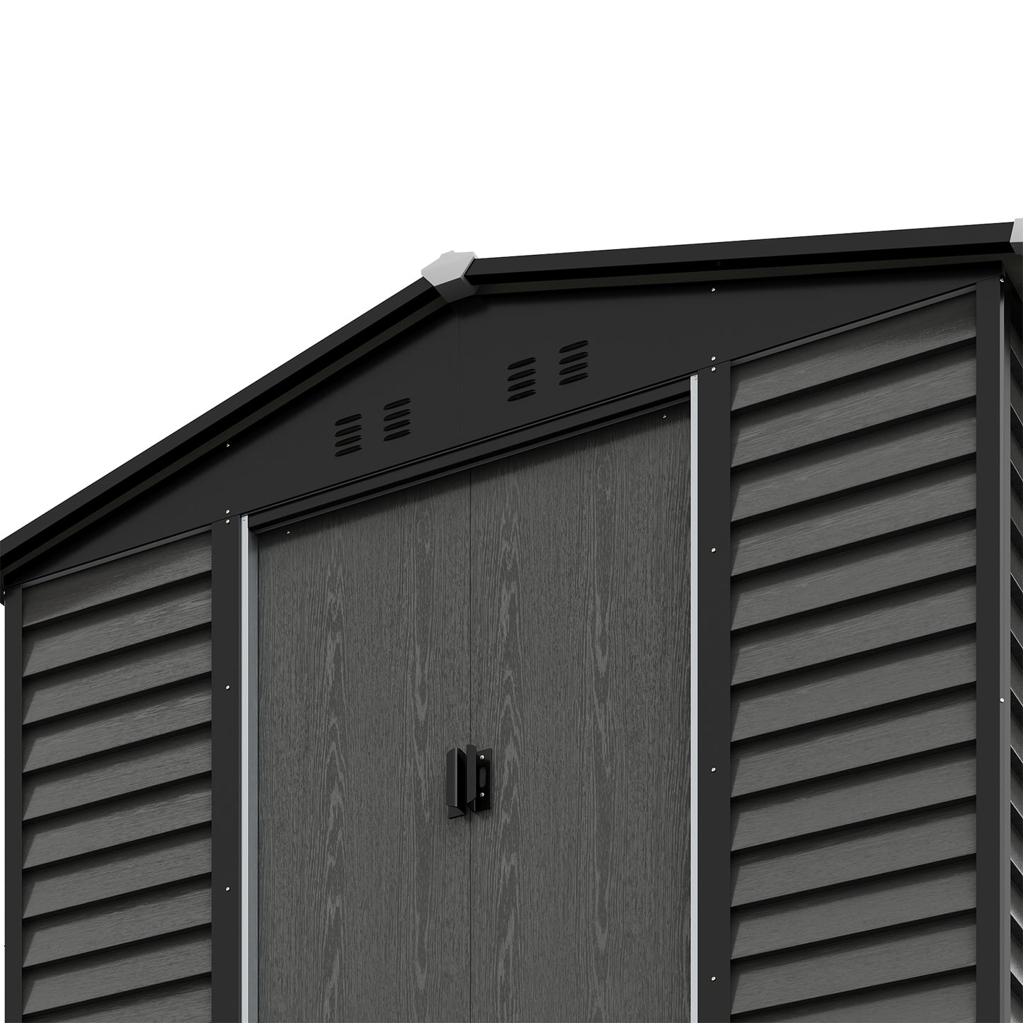 Large Metal Garden Storage Tool Shed with Wood Effect Sliding Door