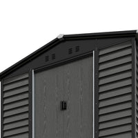 Large Metal Garden Storage Tool Shed with Wood Effect Sliding Door
