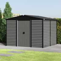 Large Metal Garden Storage Tool Shed with Wood Effect Sliding Door