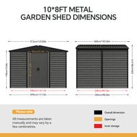 Large Metal Garden Storage Tool Shed with Wood Effect Sliding Door