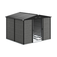 Large Metal Garden Storage Tool Shed with Wood Effect Sliding Door
