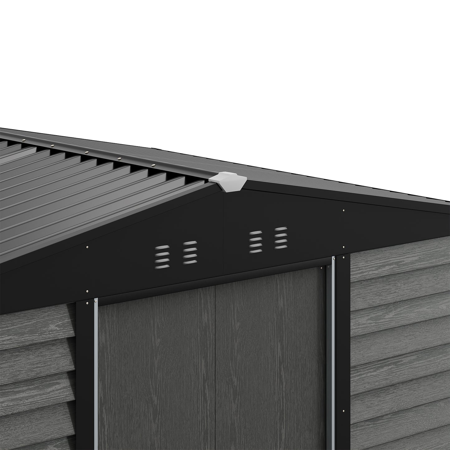 Large Metal Garden Storage Tool Shed with Wood Effect Sliding Door
