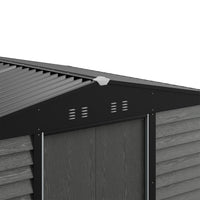 Large Metal Garden Storage Tool Shed with Wood Effect Sliding Door