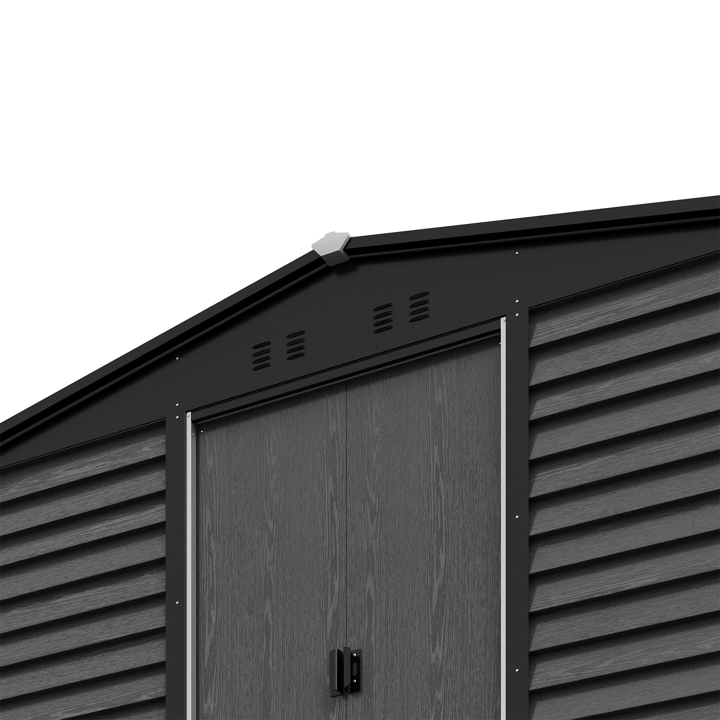 Large Metal Garden Storage Tool Shed with Wood Effect Sliding Door