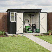 9x6ft Galvanised Steel Double Door Garden Storage Tool Shed Lockable Weather Resistant