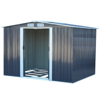10x8ft Metal Garden Storage Tool Shed Double Sliding Doors Lockable Apex Roof