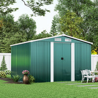 Large Metal Garden Storage Tool Shed with Lockable Sliding Doors and Ventilation
