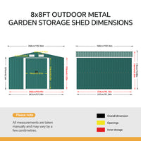 Large Metal Garden Storage Tool Shed with Lockable Sliding Doors and Ventilation