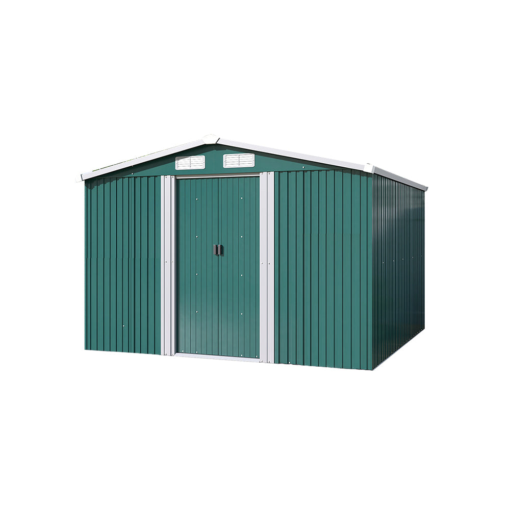 Large Metal Garden Storage Tool Shed with Lockable Sliding Doors and Ventilation