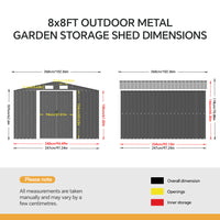 Large Metal Garden Storage Tool Shed with Lockable Sliding Doors and Ventilation