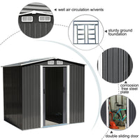 Large Metal Garden Storage Tool Shed with Lockable Sliding Doors and Ventilation