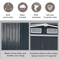 Large Metal Garden Storage Tool Shed with Lockable Sliding Doors and Ventilation
