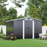 6x8ft Heavy Duty Metal Garden Storage Tool Shed Lockable Apex Roof
