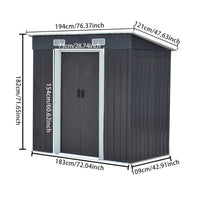 4x6ft Metal Garden Storage Tool Shed with Sliding Doors Ventilated Pent Roof